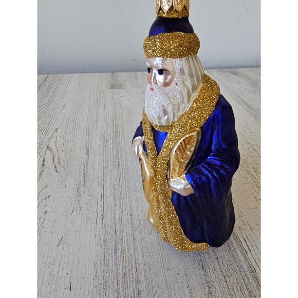 Patricia breen Santa making his list Henry Teddy list gold blue ornament Xmas tr - Picture 6 of 8